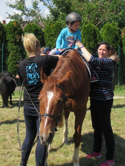 A lovaglás az Örömkő Lovarda támogatásával valósult meg.
