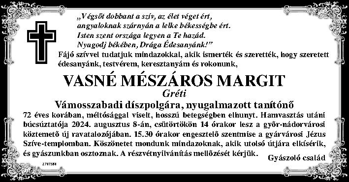 VasnéMészárosMargit-gyászjelentés